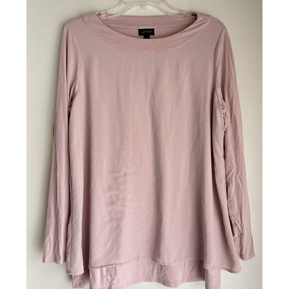 J. Jill Wearever Collection Knit Modal Chiffon Top Pink Flowy Womens Size Medium